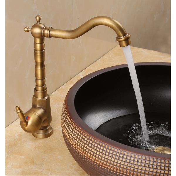 Quality Washbasin Rotating Bathroom Faucet Tap Hexagon Full Copper Hot And Cold for sale