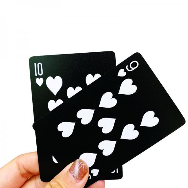 Quality 0.32mm Black Plastic Waterproof Poker Playing Cards Custom Logo for sale