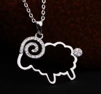 China Zircon sheep pendant 925 sterling silver necklace, gemstone sterling silver jewelry factory