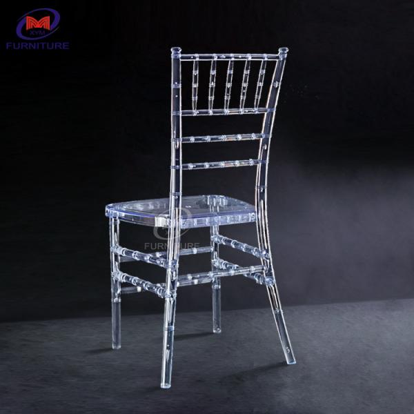 Quality Crystal Wedding Hall Resin Chiavari Chair Plastic Clear Color for sale