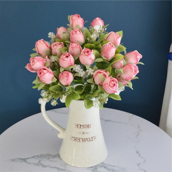 Quality Lifelike Artificial Peony Rose Floral Arrangement Purple White Champagne for sale