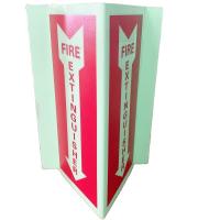 China Aluminum Folded Photoluminescent Fire Signs Extinguisher Down Arrow Glow In The Dark factory