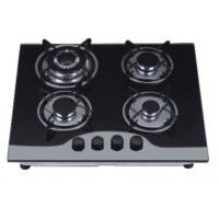 Quality Durable Four Burner Gas Cooker Hob Built In Installation Black Tempered Glass Material for sale