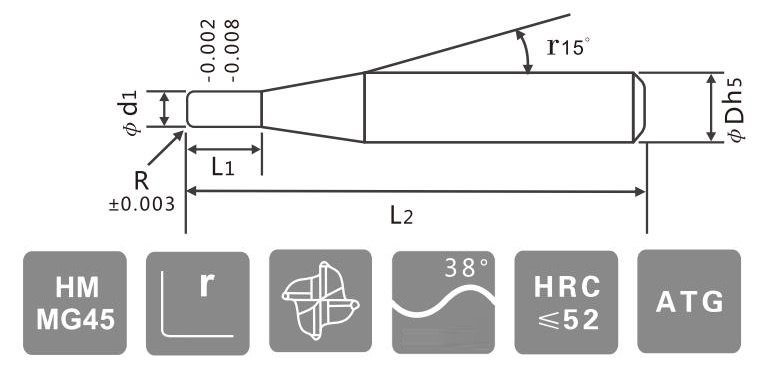 Unequal 38 Spiral Angle Solid Carbide Corner Rounding Endmills for Stainless Steel