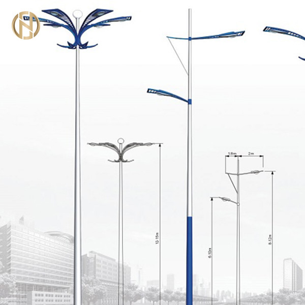 Quality Hot Dip Galvanized solar street light pole 6m 7m 9m 10m 12m Q235 Steel for sale
