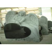 China Heart Shaped Engraving Granite Headstones , Carved Angel Custom Memorial Stones factory