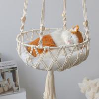 China Amazon Cross-Border Hot Selling Hand Woven Cotton Cord Cat Swing Hammock Hanging Chair Pet Cat Nest Net Red Cat Basket factory