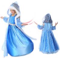 China 2015 Frozene Elsa Jurk Anna Party Dress Christmas fur Hooded Snow Printed Cosplay Custom Baby Girl Reine Des Neiges factory