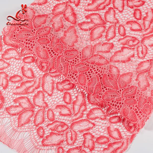 Quality Comfortable Pink Embroidered Lace Fabric Dimensional High Stability for sale