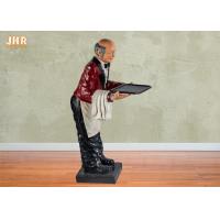 China 145cm Height Antique Polyresin Statue Figurine Resin Butler Holding A Plastic Tray factory