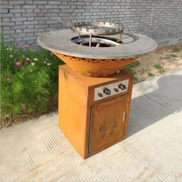 Quality Multifonctional Outdoors Rusty Corten Steel Gas Barbecue Grill Burn Pit for sale