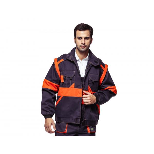 Quality Contrast Color Orange Industrial Work Jackets 100% Cotton With Detachable Sleeves for sale