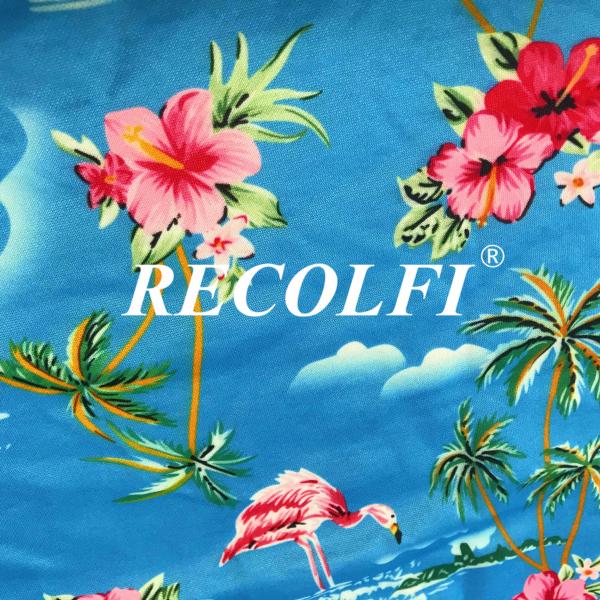 Quality Digital Print Ribbed Swimwear Fabric Repreve Nylon And ROICA Spandex Fiber for sale