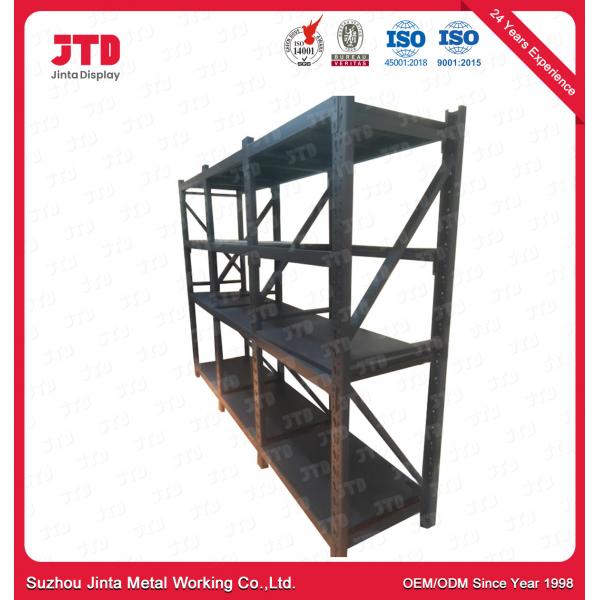 Quality 500kgs Warehouse Metal Racks BV 4 Tier Black Welded Steel Shelving for sale