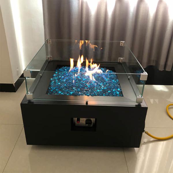 Quality 0.4m Square Propane Fire Pit Corten Steel Garden Table With Burner for sale