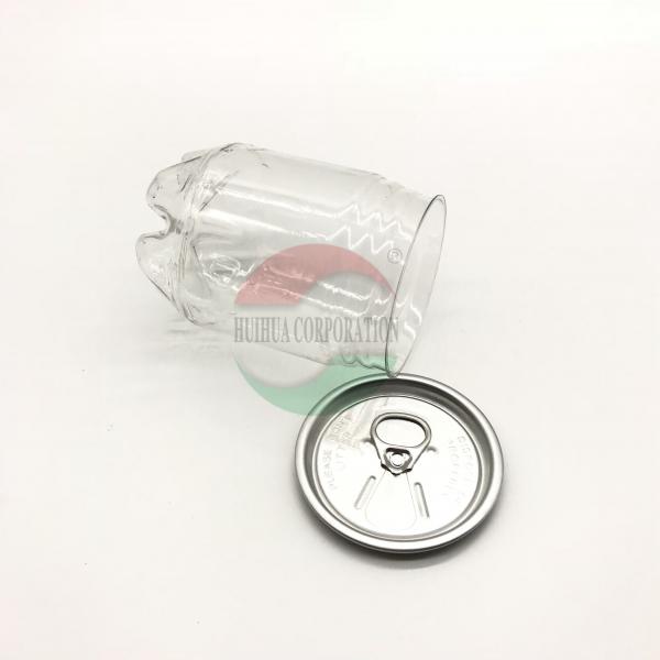 Quality 250ml Cylinder Transparent Plastic Soft Drink Cans With Lid SGS FDA QS for sale