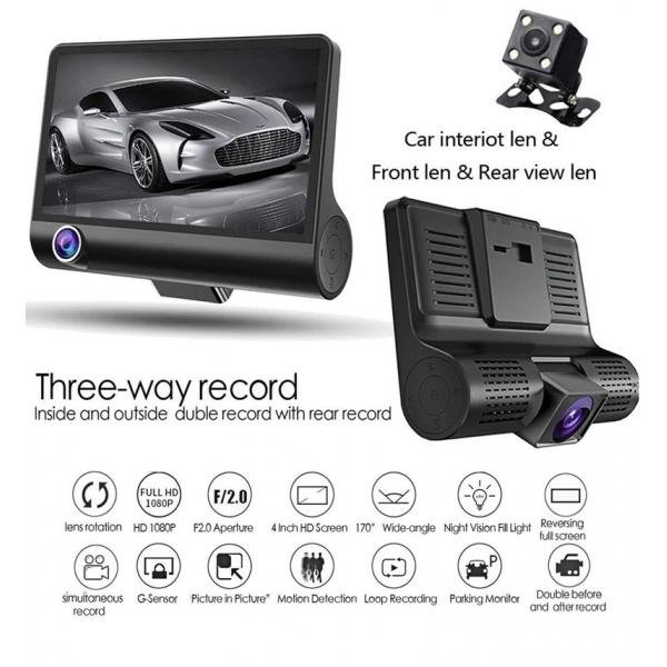 Quality 4 Inch IPS Screen Camera Car Camcorder FHD 1080p DVR With 3 Security Cameras for sale