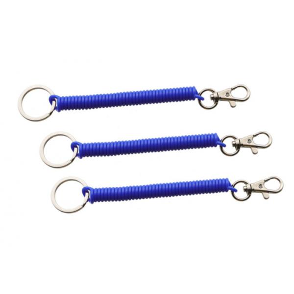 Quality PU TPU Spring Coil Lanyard Plastic Expanding Heavy Duty Loster Claw Flat Key Ring for sale