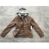 China Grey Pu Leather Coat Melange Detachable Hooded Camel Tw74382 factory