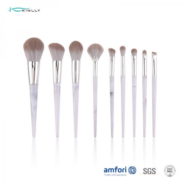 Quality 9pcs Aluminium Ferrule Marble Makeup Brush Set for sale