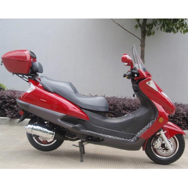 Quality Two Headlights Blue Adult Gas Scooter , 150cc Motor Scooter With 2 Seats Real Leather for sale