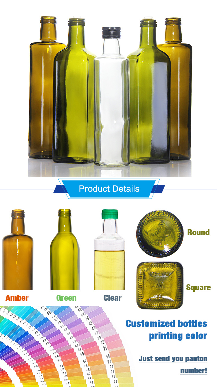 Round Shape Glass Olive Oil Bottle with Tamper Evident Cap