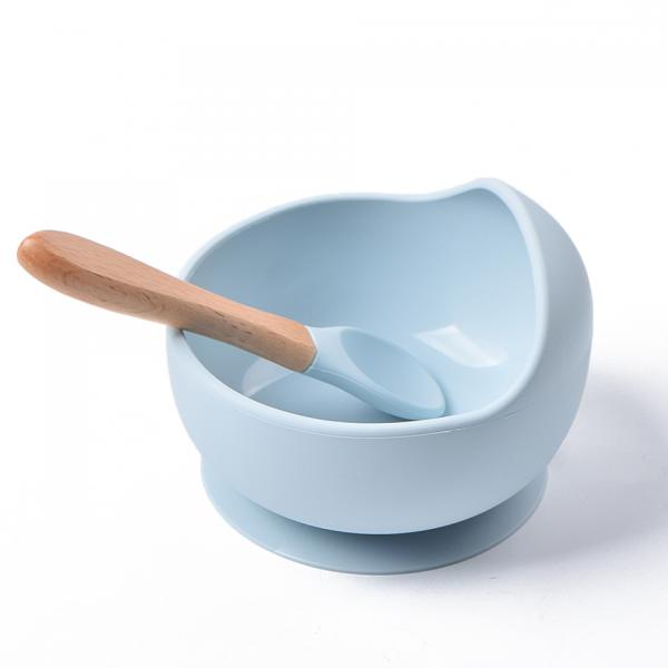 Quality Blue Microwave Silicone Feeding Bowl Durable Weaning Suction Bowls for sale