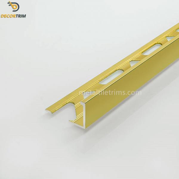Quality 12.5mm Metal Tile Trims Aluminum Alloy 6063 Material Polish Bright Gold Color for sale