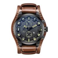 China Wooden Custom Design Watches Men Military Watch With Leather Strap factory