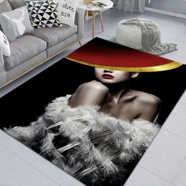 Quality 3D Portrait Living Room Area Rug Crystal Velvet Indian Style Carpet for sale