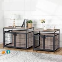 China Breathable Wood Pet Furniture Wooden Dog Crate Side Table With 3 Doors factory