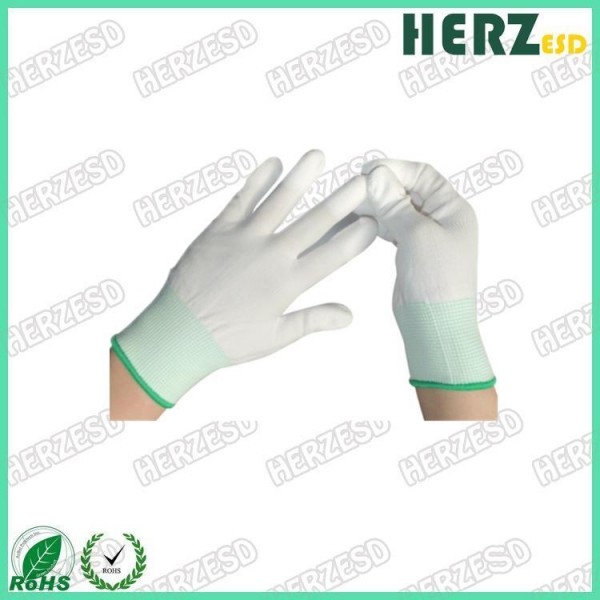 China Breathable ESD Hand Gloves Knitted Nylon Material With PU Coated Finger Tip factory