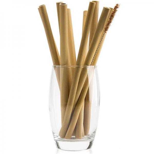 Quality 100% Natural Disposable Bamboo Straws Green Degradable For Drinks Laser Label Logo for sale