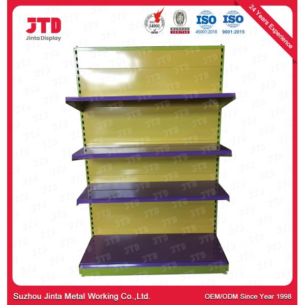 Quality 1.8m 0.9m Retail Store Display Rack 100kgs Black And Yellow Storage Shelves for sale