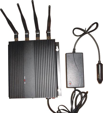 Quality 3G 33dBm Car Cell Phone Signal Jammer Blocker EST-808F1 With 4 Antenna for sale