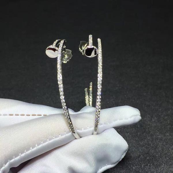 Quality No Gemstone Juste Un Clou Earrings Nail Shape 18K White Gold With Diamonds for sale