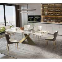 China Bright Rock Board Small Apartment Dining Table Chair Sets Nordic Modern Light Luxury Bronze Dining Room Set factory