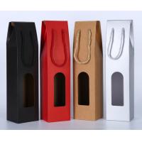 Quality UV Coating 2 Ply Wine Bottle Paper Bags With Cut Out Windows wine bottle for sale