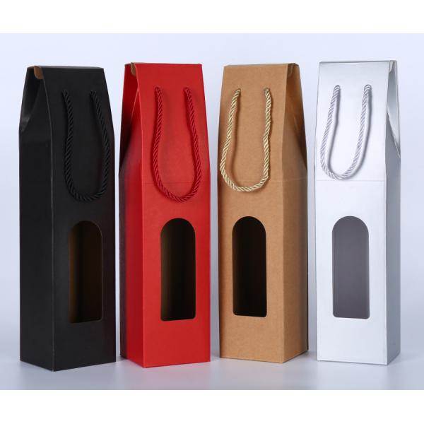 Quality UV Coating 2 Ply Wine Bottle Paper Bags With Cut Out Windows wine bottle drawstring fabric bag packaging for sale