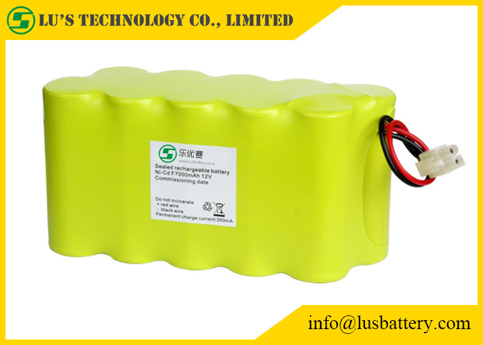 China F7000mah NICD 12V Nickel Cadmium Battery Pack For LED Torch / Mining Light factory
