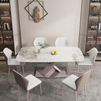 China Quartz Stone Tabletop Luxury Wood Dining Table Set OEM ODM factory