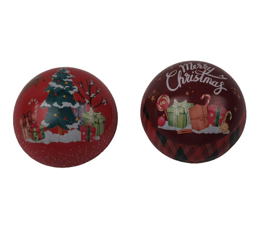 Quality Christmas Themed Ball Shaped Bulk Christmas Tins 70mm Dia For Holiday Gift for sale