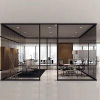 China Scratch Resistant Office Glass Wall Partitions Aluminum Alloy Frame Flat Curved factory