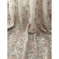 China 36 Inch Pearl Beaded Embroidery Lace Fabric By Yard For Haute Couture Wedding Gown factory