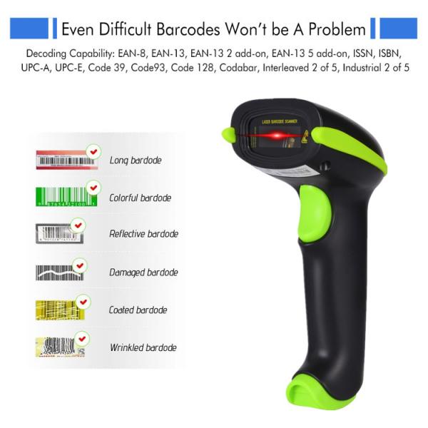 Quality 1D Cordless Laser Bar Code Scanner Bi Directional UPC Ean Code Scanner for sale