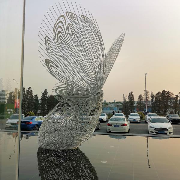 Quality Butterfly Metal Water Fountain Sculpture Tube Woven Stainless Steel Wire Sculpture for sale