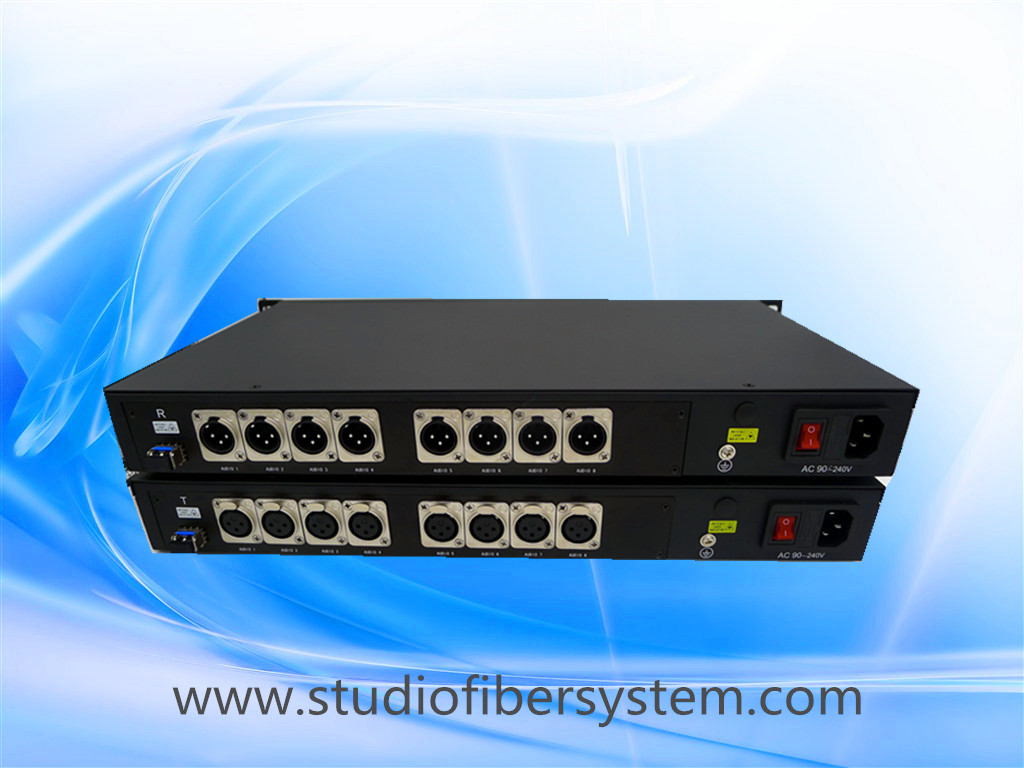 China 8CH Unidirectional  balanced audio fiber converter &XLR interface,ST/LC/FC fiber series extend audio to 20~80KM factory