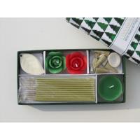 China Red & Green  Cinnamon chai  fragrance scented rose candle & leaf holder   packed into gift box factory