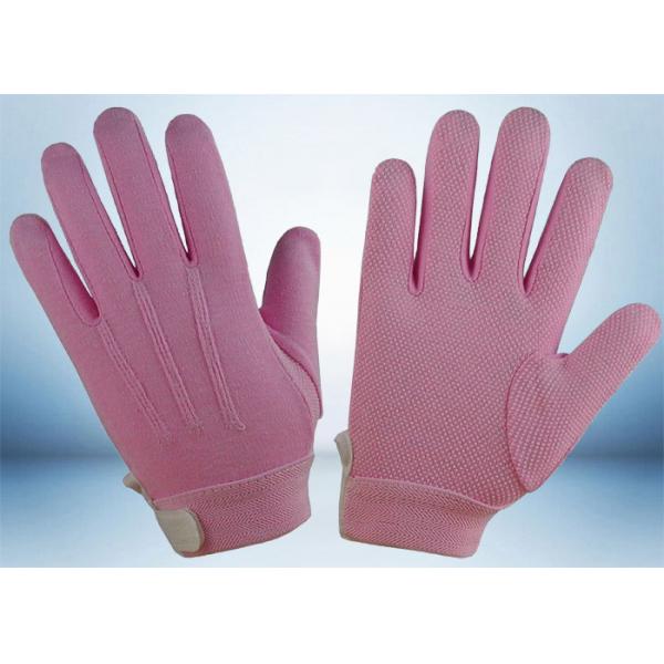 Quality Dyed Colors Cotton Work Gloves Magic Tape On Wrist 145gsm Fabric Weight for sale