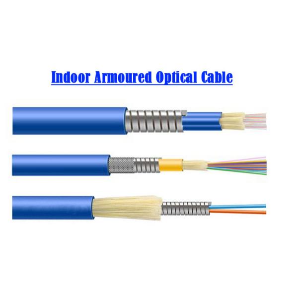 Quality 1 ~ 24 core Single Mode Armored Fiber Optic Cable Computer Room 0.9 Tube SOS for sale